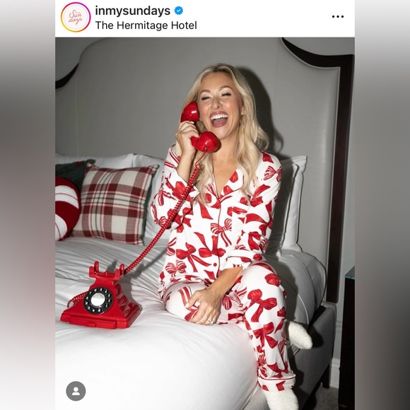 In My Sundays Mallory Ervin Christmas Heirloom Bows Like New Pajamas RARE FIND - Picture 10 of 12